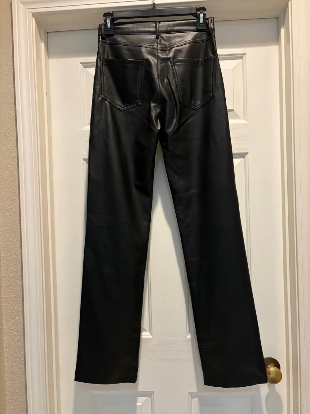 Zara Black Faux Leather Straight Pants